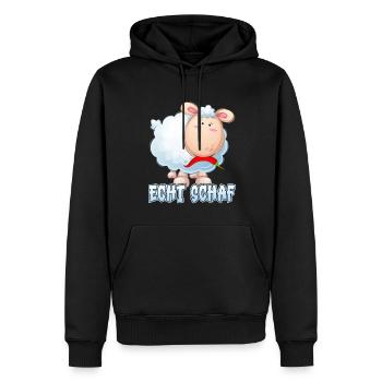 Vrai mouton Agneau d’Allemagne du Nord Mouton Berger - Sweat à capuche Premium bio Homme - noir - Devant - Nico (187cm)