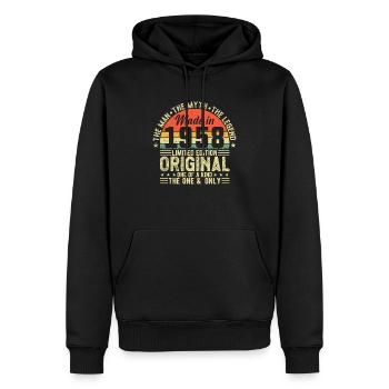 1958 Vintage Legend – cadeau d’anniversaire rétro - Sweat à capuche Premium bio Homme - noir - Devant - Nico (187cm)