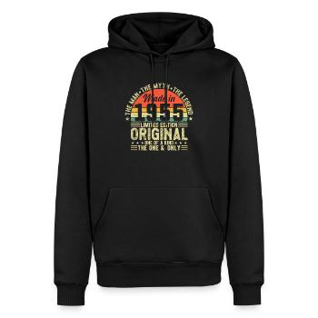 1955 Vintage Legend - Männer Premium Bio Hoodie - Schwarz - Vorne - Nico (187cm)