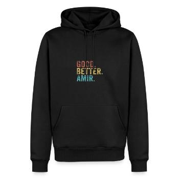 Bon mieux Amir - Sweat à capuche Premium bio Homme - noir - Devant - Nico (187cm)