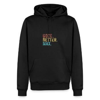 Good better Max - Men’s Premium Organic Hoodie - black - Front - Nico (187cm)