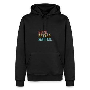 Good better Matteo - Männer Premium Bio Hoodie - Schwarz - Vorne - Nico (187cm)