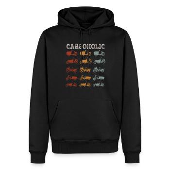 Cargoholic Lastenfahrrad Cargobike - Männer Premium Bio Hoodie - Schwarz - Vorne - Nico (187cm)