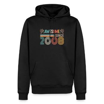 2008 Jubiläum seit 2008 Jahrgang 2008 - Männer Premium Bio Hoodie - Schwarz - Vorne - Nico (187cm)