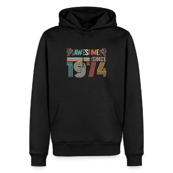 Anniversaire 1974 depuis 1974 Millésime 1974 - Sweat à capuche Premium bio Homme - noir - Devant - Nico (187cm)