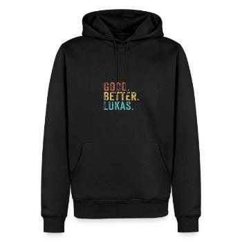 Les mecs cool s’appellent Lukas - Sweat à capuche Premium bio Homme - noir - Devant - Nico (187cm)
