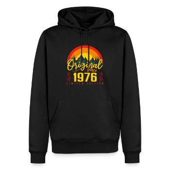 Anniversaire 1976 Anniversaire né en 1976 cadeau - Sweat à capuche Premium bio Homme - noir - Devant - Nico (187cm)