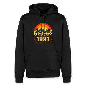 Geburtstag 1991 Geburtstag Jahrgang 1991 Geschenk - Männer Premium Bio Hoodie - Schwarz - Vorne - Nico (187cm)