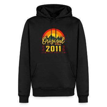 Anniversaire 2011 Anniversaire né en 2011 cadeau - Sweat à capuche Premium bio Homme - noir - Devant - Nico (187cm)