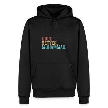 Les mecs cool s’appellent Muhammad - Sweat à capuche Premium bio Homme - noir - Devant - Nico (187cm)