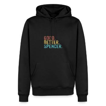 Les gars cool s’appellent spencer - Sweat à capuche Premium bio Homme - noir - Devant - Nico (187cm)