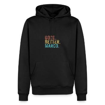 Les mecs cool s’appellent marco - Sweat à capuche Premium bio Homme - noir - Devant - Nico (187cm)
