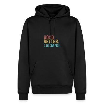 Bon mieux Luciano - Sweat à capuche Premium bio Homme - noir - Devant - Nico (187cm)