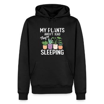 Meine Pflanzen sind nicht tot, sie schlafen - Männer Premium Bio Hoodie - Schwarz - Vorne - Nico (187cm)