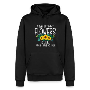 Ein Tag ohne Blumen ist wie... Verdammt, ich habe keinen Ausweis - Männer Premium Bio Hoodie - Schwarz - Vorne - Nico (187cm)