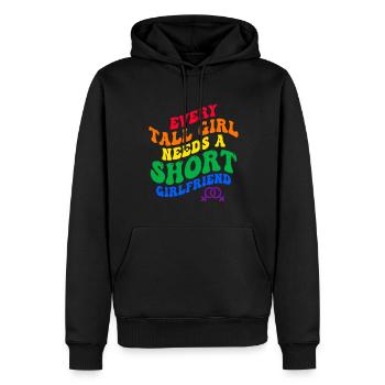 Chaque grande fille a besoin d’une petite amie courte - Sweat à capuche Premium bio Homme - noir - Devant - Nico (187cm)