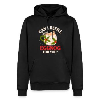 Kann ich deinen Eierlikör für dich nachfüllen? - Männer Premium Bio Hoodie - Schwarz - Vorne - Nico (187cm)