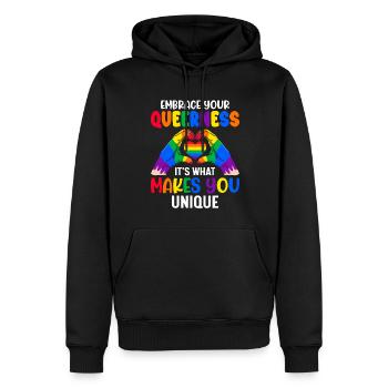 Embrassez votre identité queer, c’est ce qui vous rend unique. - Sweat à capuche Premium bio Homme - noir - Devant - Nico (187cm)
