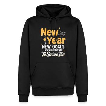 New Year, New Goals, New Achievements To Strive Fo - Men’s Premium Organic Hoodie - black - Front - Nico (187cm)