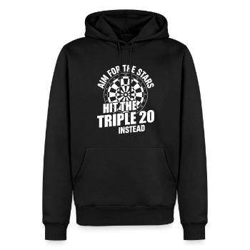 Visez les étoiles, frappez plutôt le Triple 20 - Sweat à capuche Premium bio Homme - noir - Devant - Nico (187cm)