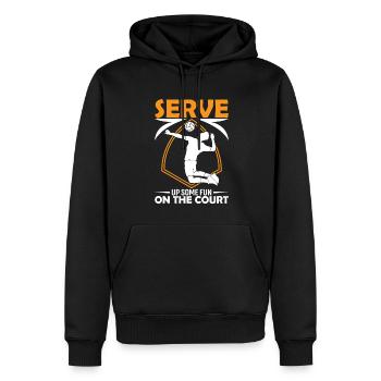 Servieren Sie Spaß auf dem Platz - Männer Premium Bio Hoodie - Schwarz - Vorne - Nico (187cm)