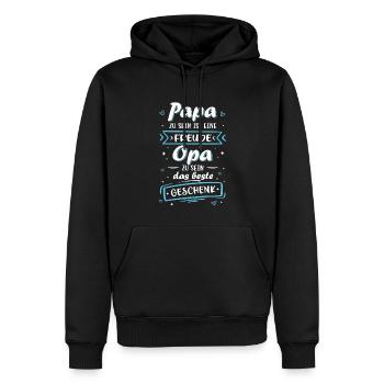 Anniversaire fête des pères papa grand-père cadeau - Sweat à capuche Premium bio Homme - noir - Devant - Nico (187cm)