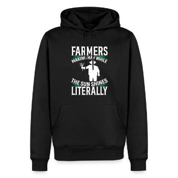 Agriculteurs : Faire du foin pendant que le soleil brille, littéralement. - Sweat à capuche Premium bio Homme - noir - Devant - Nico (187cm)