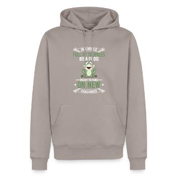 Dans un monde plein de têtards, soyez une grenouille prête à prendre - Sweat à capuche Premium bio Homme - taupe - Devant - Nico (187cm)