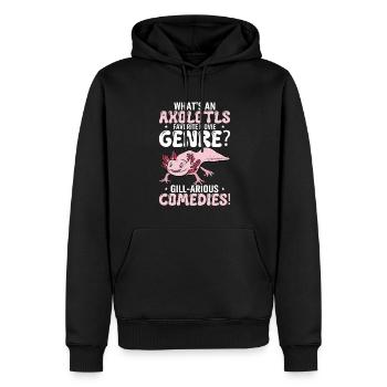 Quel est le genre de film préféré d’un axolotl ? Gill-Ari - Sweat à capuche Premium bio Homme - noir - Devant - Nico (187cm)