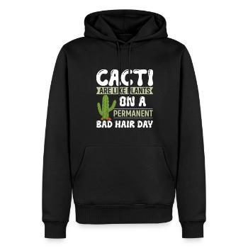 Kakteen sind wie Pflanzen an einem permanenten Bad Hair Day. - Männer Premium Bio Hoodie - Schwarz - Vorne - Nico (187cm)