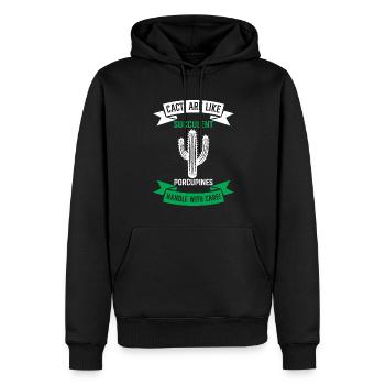 Kakteen sind wie sukkulente Stachelschweine - Griff mit - Männer Premium Bio Hoodie - Schwarz - Vorne - Nico (187cm)