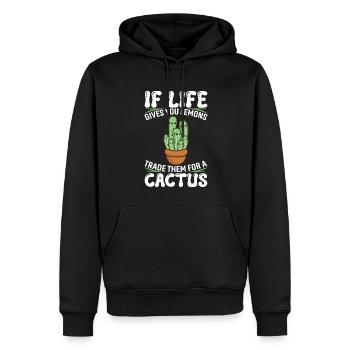 Wenn das Leben dir Zitronen gibt, tausche sie gegen einen Kaktus ein. - Männer Premium Bio Hoodie - Schwarz - Vorne - Nico (187cm)