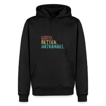 Les gars cool s’appellent Nathanaël - Sweat à capuche Premium bio Homme - noir - Devant - Nico (187cm)