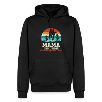 Équipe Super Maman Deux Fils Garçons Fête des Mères Enfants - Sweat à capuche Premium bio Homme - noir - Devant - Nico (187cm)