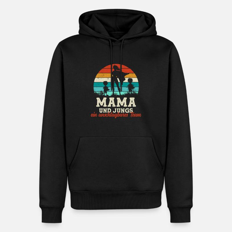 Team Super Mama Zwei Söhne Jungs Muttertag Kinder - Männer Premium Bio Hoodie - Schwarz