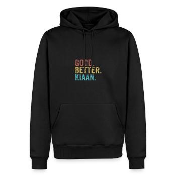 Les mecs cool s’appellent kiaan - Sweat à capuche Premium bio Homme - noir - Devant - Nico (187cm)
