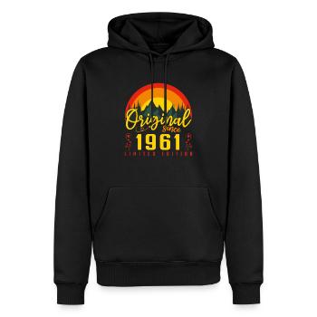Anniversaire 1961 cadeau 1961 anniversaire - Sweat à capuche Premium bio Homme - noir - Devant - Nico (187cm)