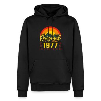 1977 Geburtstagsgeschenk 1977 Jubiläum - Männer Premium Bio Hoodie - Schwarz - Vorne - Nico (187cm)