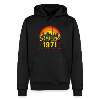 Anniversaire 1971 cadeau 1971 anniversaire - Sweat à capuche Premium bio Homme - noir - Devant - Nico (187cm)
