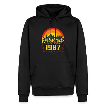 1987 Geburtstagsgeschenk 1987 Jubiläum - Männer Premium Bio Hoodie - Schwarz - Vorne - Nico (187cm)