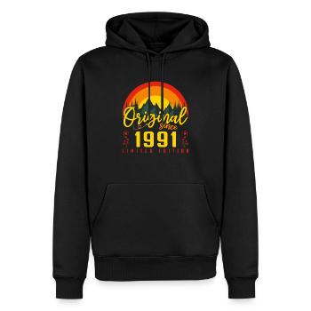 Anniversaire 1991 cadeau 1991 anniversaire - Sweat à capuche Premium bio Homme - noir - Devant - Nico (187cm)