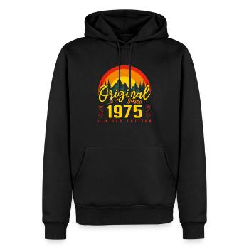 Anniversaire 1975 cadeau 1975 anniversaire - Sweat à capuche Premium bio Homme - noir - Devant - Nico (187cm)