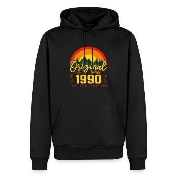 Anniversaire 1990 cadeau 1990 anniversaire - Sweat à capuche Premium bio Homme - noir - Devant - Nico (187cm)