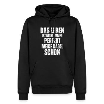 La vie n’est pas toujours parfaite Manucure - Sweat à capuche Premium bio Homme - noir - Devant - Nico (187cm)