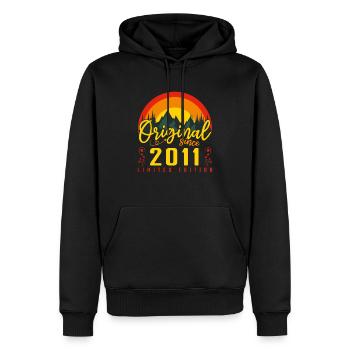 Anniversaire 2011 cadeau 2011 anniversaire - Sweat à capuche Premium bio Homme - noir - Devant - Nico (187cm)