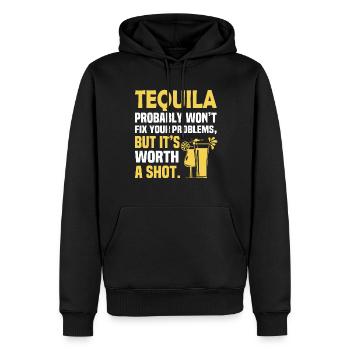 Tequila wird Ihre Probleme wahrscheinlich nicht lösen, aber er ist es - Männer Premium Bio Hoodie - Schwarz - Vorne - Nico (187cm)