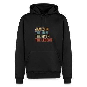 Jameson the man the myth - Männer Premium Bio Hoodie - Schwarz - Vorne - Nico (187cm)