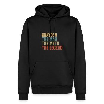 Brayden the man the myth - Männer Premium Bio Hoodie - Schwarz - Vorne - Nico (187cm)
