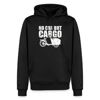 Pas une voiture, mais un vélo cargo - Sweat à capuche Premium bio Homme - noir - Devant - Nico (187cm)