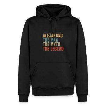 Alejandro the man the myth - Men’s Premium Organic Hoodie - black - Front - Nico (187cm)